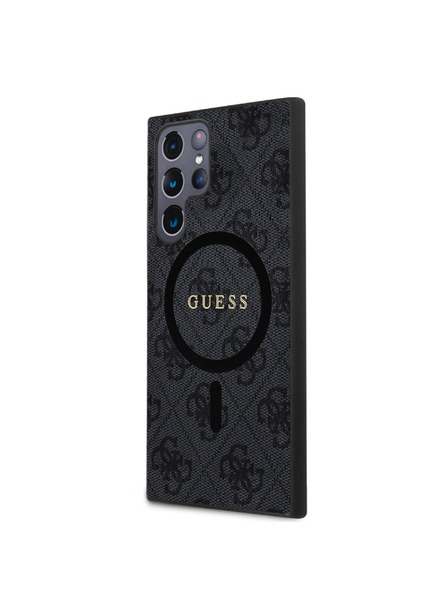 Guess Guess PU Leather 4G Colored Ring MagSafe Zadnji ovoj za Samsung Galaxy S24 Ultra Black