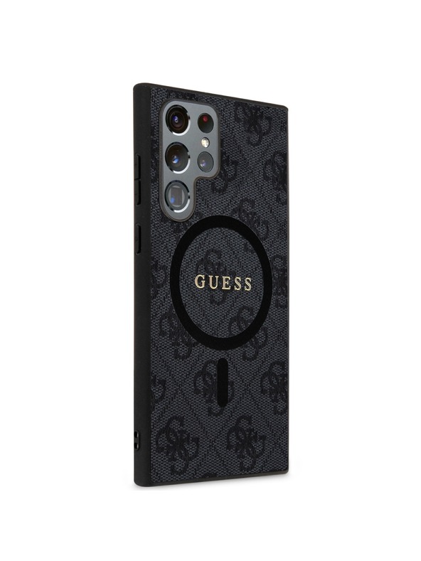 Guess Guess PU Leather 4G Colored Ring MagSafe Zadnji ovoj za Samsung Galaxy S24 Ultra Black