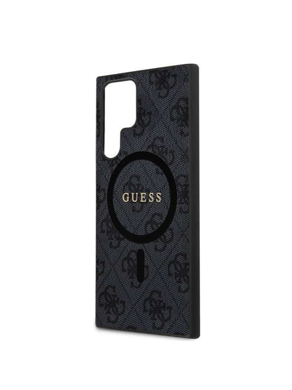 Guess Guess PU Leather 4G Colored Ring MagSafe Zadnji ovoj za Samsung Galaxy S24 Ultra Black