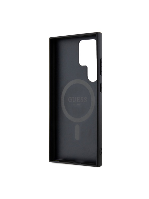 Guess Guess PU Leather 4G Colored Ring MagSafe Zadnji ovoj za Samsung Galaxy S24 Ultra Black
