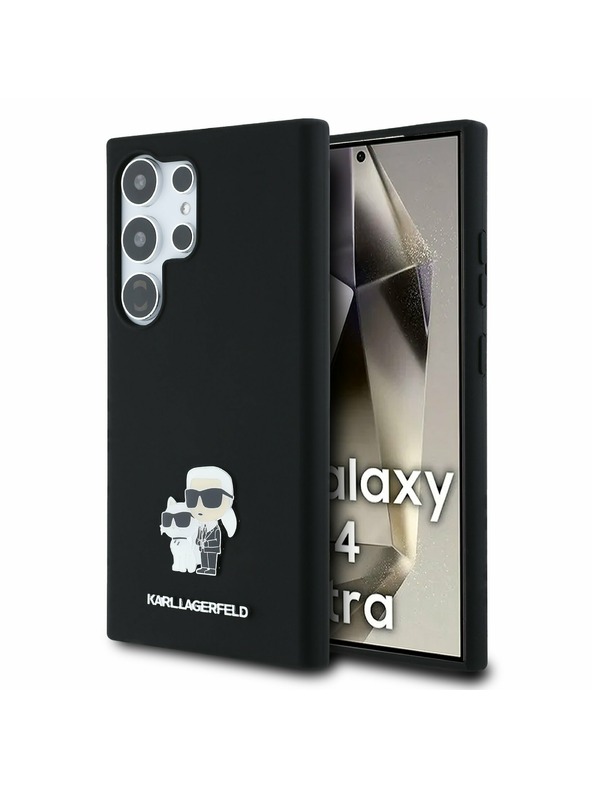 Karl Lagerfeld Karl Lagerfeld Liquid Silicone Metal Karl and Choupette Zadnji ovoj za Samsung Galaxy S24 Ultra Black