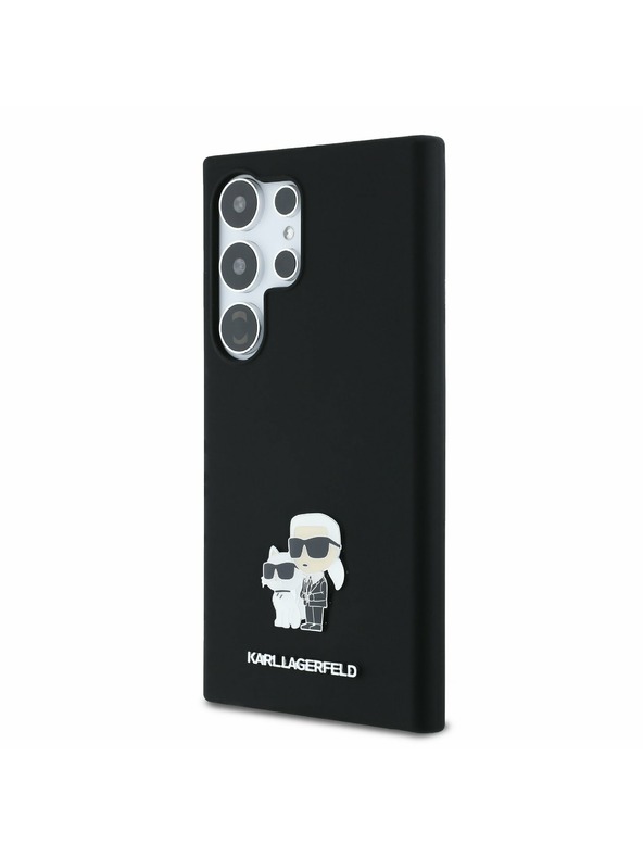 Karl Lagerfeld Karl Lagerfeld Liquid Silicone Metal Karl and Choupette Zadnji ovoj za Samsung Galaxy S24 Ultra Black