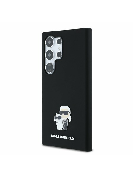 Karl Lagerfeld Karl Lagerfeld Liquid Silicone Metal Karl and Choupette Zadnji ovoj za Samsung Galaxy S24 Ultra Black