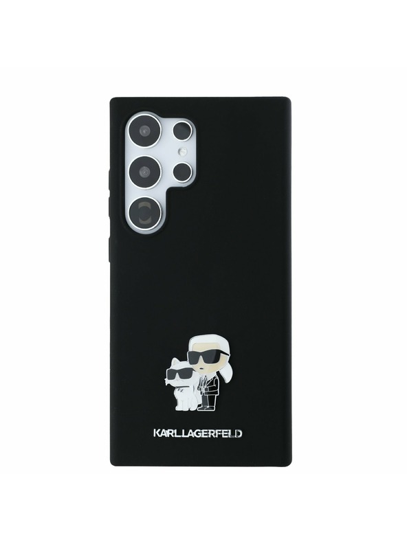 Karl Lagerfeld Karl Lagerfeld Liquid Silicone Metal Karl and Choupette Zadnji ovoj za Samsung Galaxy S24 Ultra Black