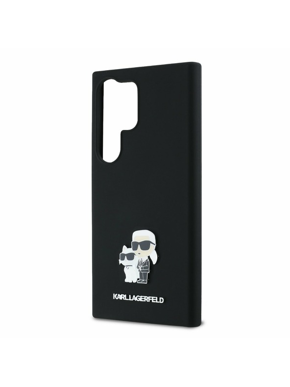 Karl Lagerfeld Karl Lagerfeld Liquid Silicone Metal Karl and Choupette Zadnji ovoj za Samsung Galaxy S24 Ultra Black