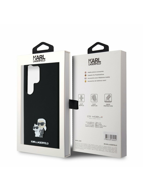 Karl Lagerfeld Karl Lagerfeld Liquid Silicone Metal Karl and Choupette Zadnji ovoj za Samsung Galaxy S24 Ultra Black