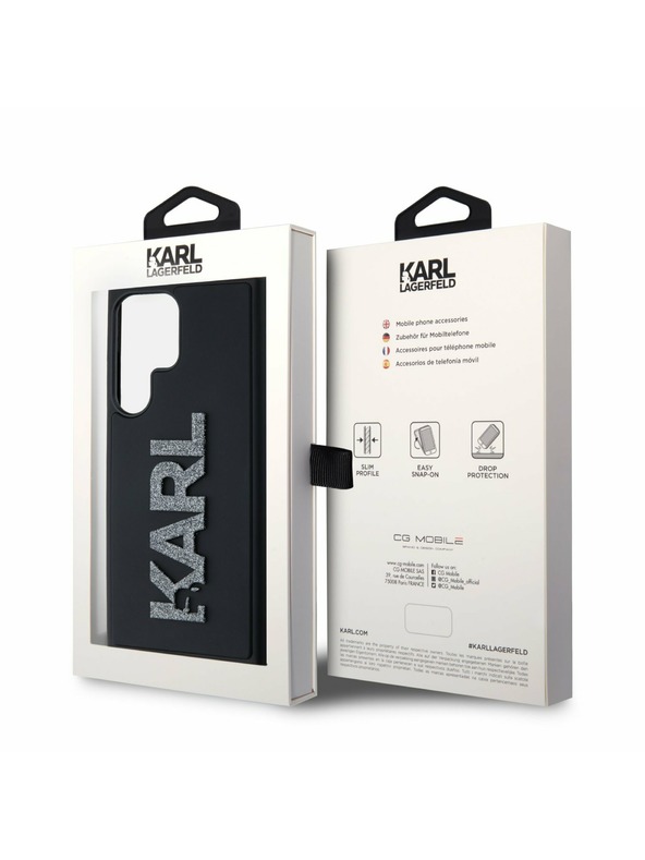 Karl Lagerfeld Karl Lagerfeld 3D Rubber Glitter Logo Zadnji ovoj za Samsung Galaxy S24 Ultra Black