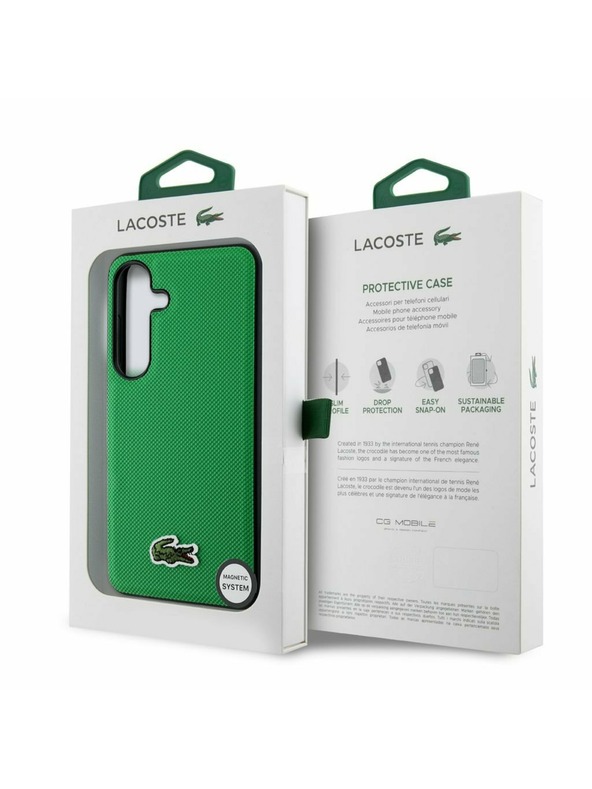 Lacoste Lacoste Iconic Petit Pique Woven Logo MagSafe Zadnji ovoj za Samsung Galaxy S25 Green