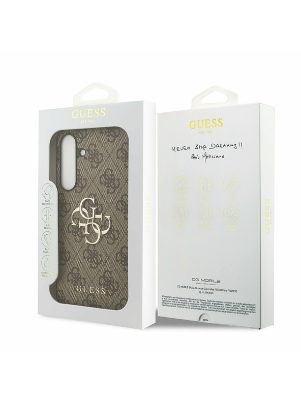 Guess Guess PU 4G Metal Logo Zadnji ovoj za Samsung Galaxy S25 FE Brown