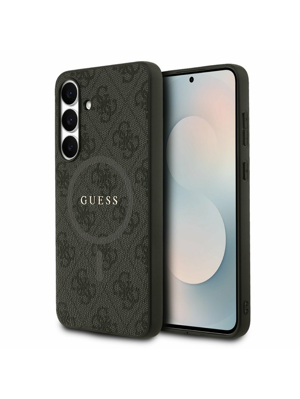Guess Guess PU Leather 4G Colored Ring MagSafe Zadnji ovoj za Samsung Galaxy S25 FE Black