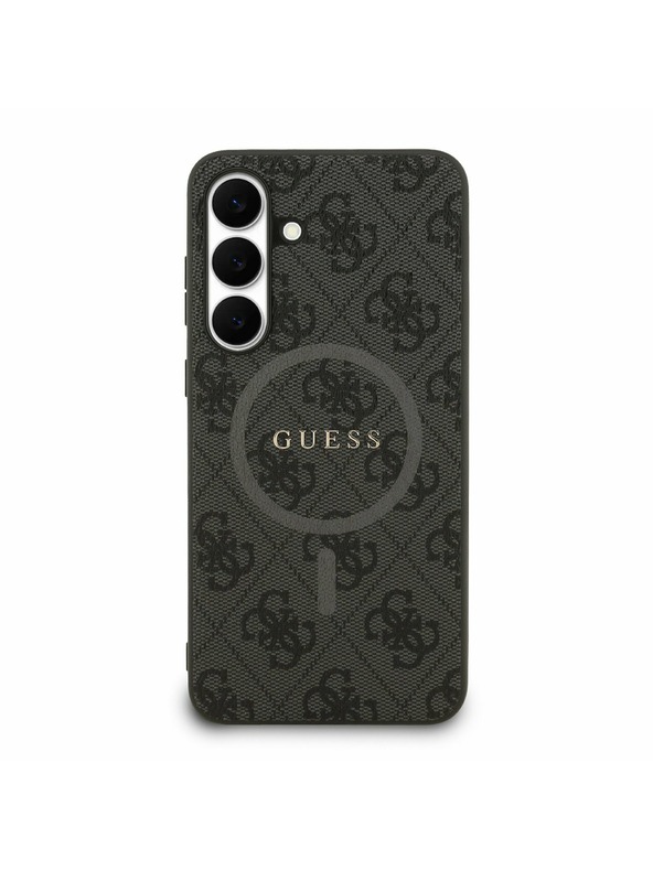 Guess Guess PU Leather 4G Colored Ring MagSafe Zadnji ovoj za Samsung Galaxy S25 FE Black