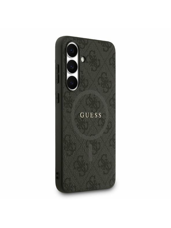 Guess Guess PU Leather 4G Colored Ring MagSafe Zadnji ovoj za Samsung Galaxy S25 FE Black