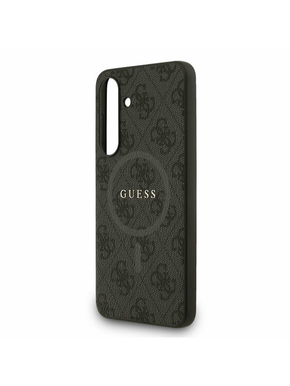Guess Guess PU Leather 4G Colored Ring MagSafe Zadnji ovoj za Samsung Galaxy S25 FE Black