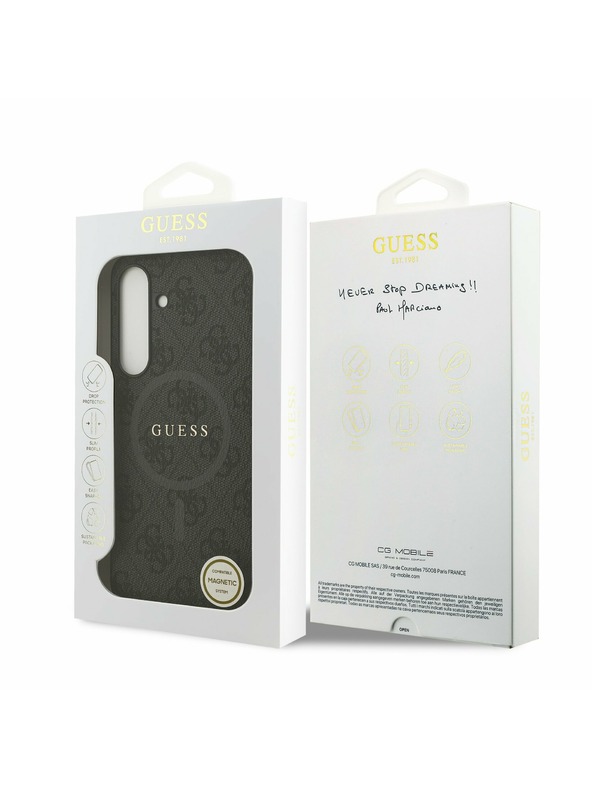 Guess Guess PU Leather 4G Colored Ring MagSafe Zadnji ovoj za Samsung Galaxy S25 FE Black