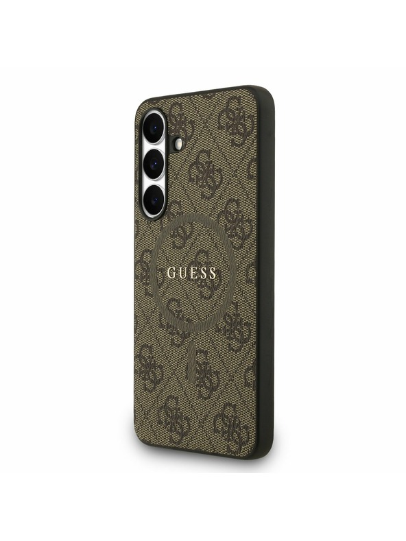 Guess Guess PU Leather 4G Colored Ring MagSafe Zadnji ovoj za Samsung Galaxy S25 FE Brown