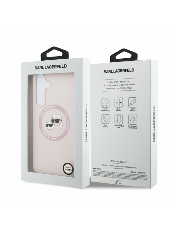 Karl Lagerfeld Karl Lagerfeld Liquid Silicone K&CH Heads MagSafe Zadnji ovoj za Samsung Galaxy S25 FE Pink