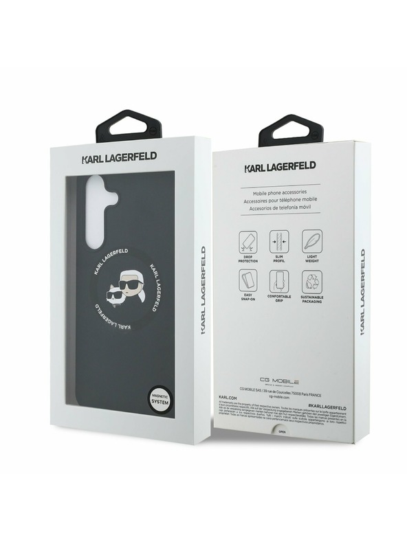 Karl Lagerfeld Karl Lagerfeld Liquid Silicone K&CH Heads MagSafe Zadnji ovoj za Samsung Galaxy S25 FE Black