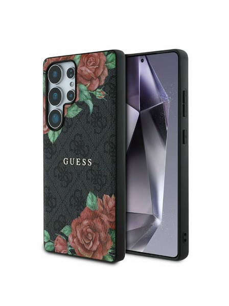Guess Guess PU Leather 4G Flowers Print Metal Classic Logo MagSafe Zadnji ovoj za Samsung Galaxy S25 Ultra Black