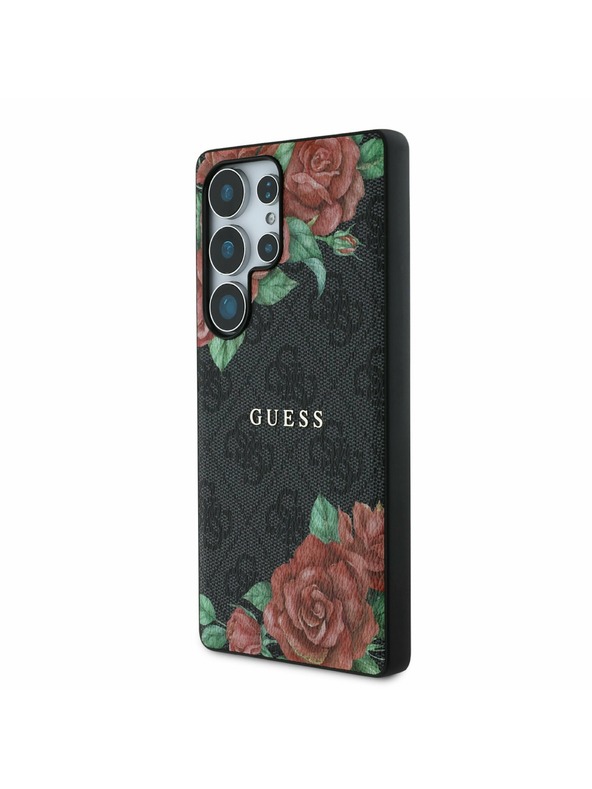 Guess Guess PU Leather 4G Flowers Print Metal Classic Logo MagSafe Zadnji ovoj za Samsung Galaxy S25 Ultra Black