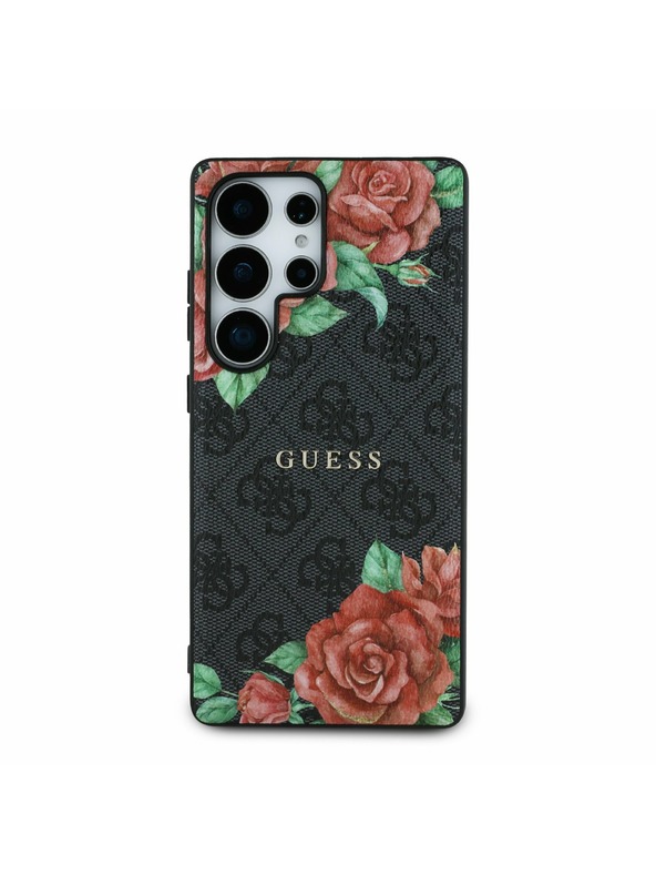 Guess Guess PU Leather 4G Flowers Print Metal Classic Logo MagSafe Zadnji ovoj za Samsung Galaxy S25 Ultra Black