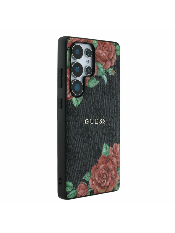 Guess Guess PU Leather 4G Flowers Print Metal Classic Logo MagSafe Zadnji ovoj za Samsung Galaxy S25 Ultra Black