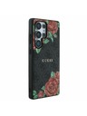Guess Guess PU Leather 4G Flowers Print Metal Classic Logo MagSafe Zadnji ovoj za Samsung Galaxy S25 Ultra Black