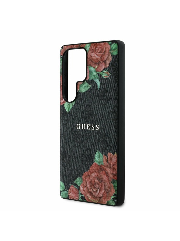 Guess Guess PU Leather 4G Flowers Print Metal Classic Logo MagSafe Zadnji ovoj za Samsung Galaxy S25 Ultra Black