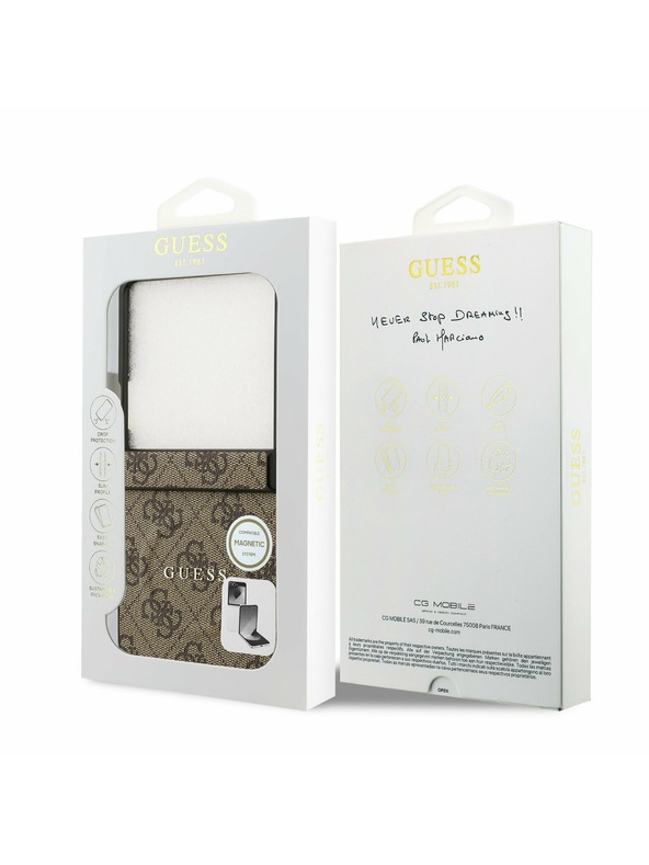 Guess Guess PU Leather 4G Colored Ring Magnetic Zadnji ovoj za Samsung Galaxy Z Flip 7 Brown