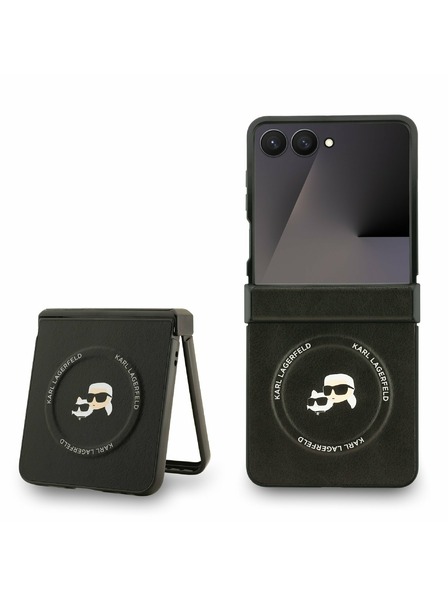 Karl Lagerfeld Karl Lagerfeld PU Karl and Choupette Heads Magnetic Zadnji ovoj za Samsung Galaxy Z Flip 7 Black