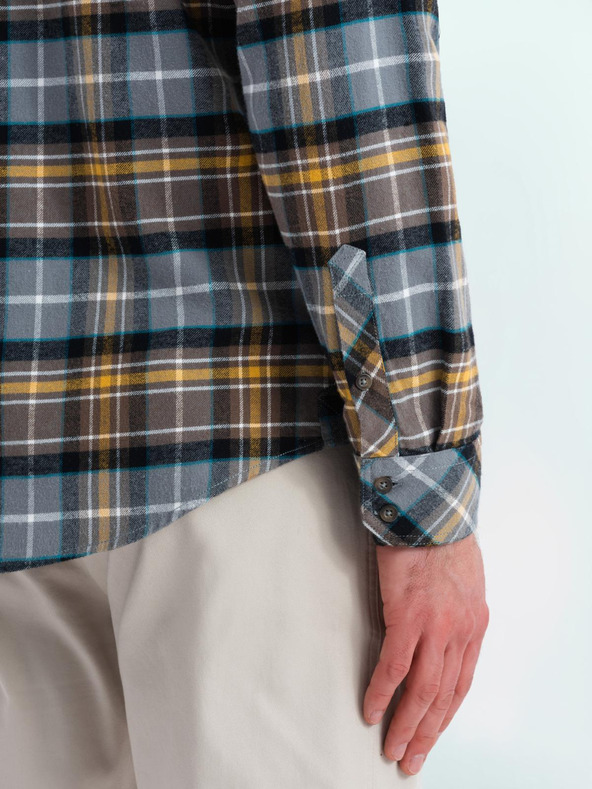 Ombre Clothing Oranžna in siva moška flanelna srajca Ombre Clothing