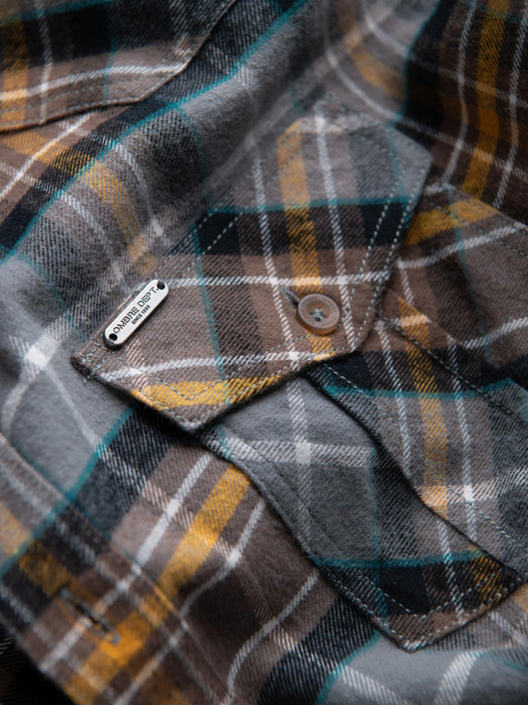 Ombre Clothing Oranžna in siva moška flanelna srajca Ombre Clothing