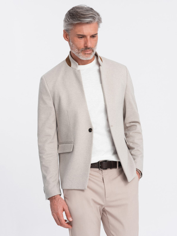 Ombre Clothing Ombre Clothing moška rjava jakna s stoječim ovratnikom