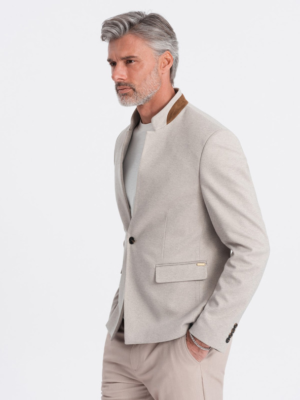 Ombre Clothing Ombre Clothing moška rjava jakna s stoječim ovratnikom