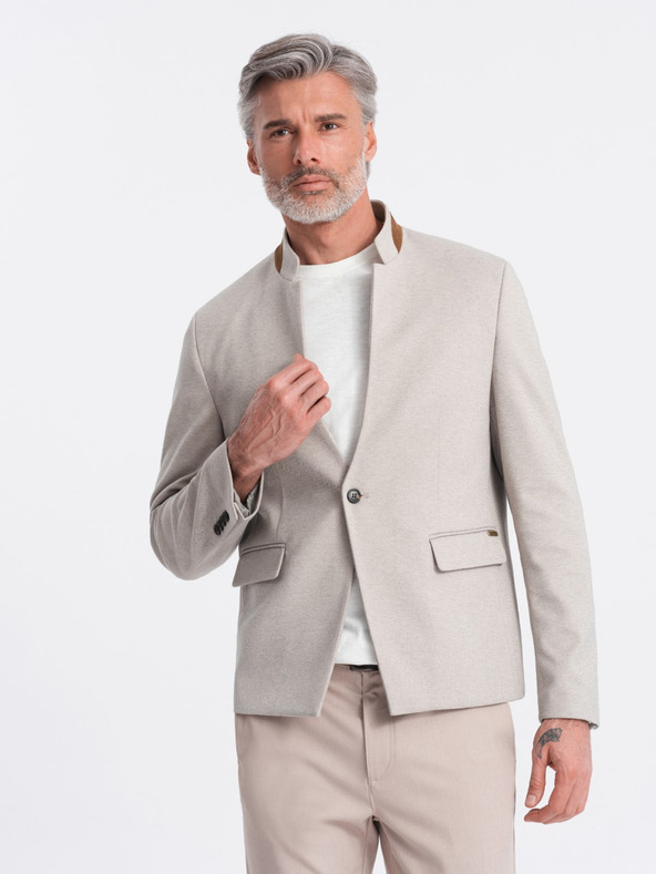 Ombre Clothing Ombre Clothing moška rjava jakna s stoječim ovratnikom