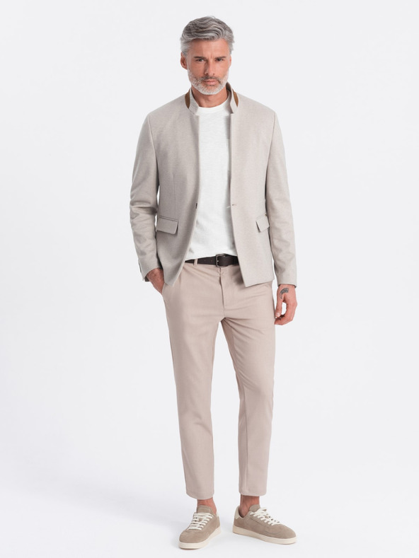 Ombre Clothing Ombre Clothing moška rjava jakna s stoječim ovratnikom