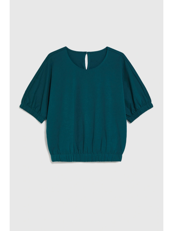 Moodo Bluza z naboranimi rokavi zelena Moodo