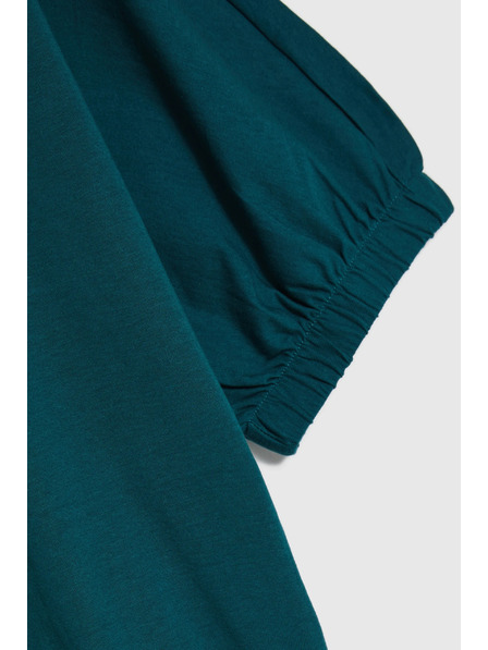 Moodo Bluza z naboranimi rokavi zelena Moodo