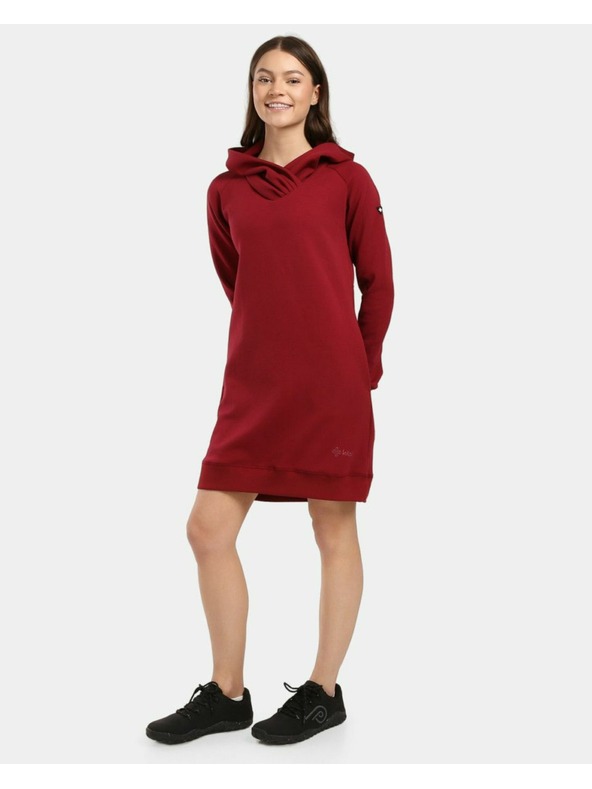 Kilpi Ženski dolg pulover s kapuco Kilpi HEYDEN-W Temno rdeča