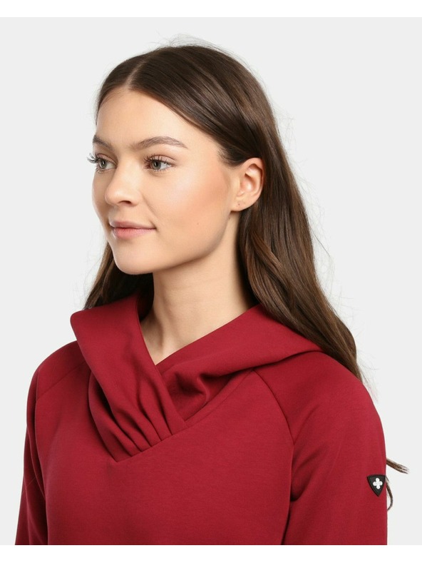 Kilpi Ženski dolg pulover s kapuco Kilpi HEYDEN-W Temno rdeča
