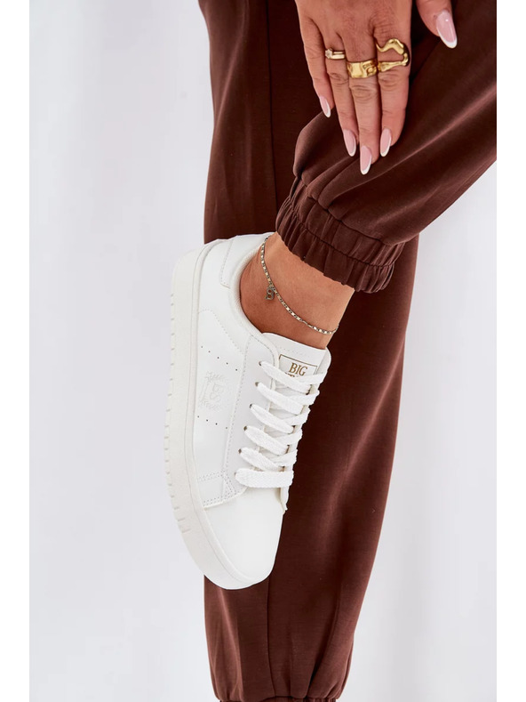 BIG STAR SHOES Ženske nizke superge iz ECO usnja Big Star – bele