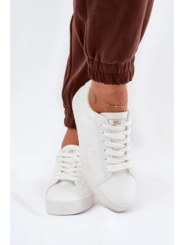 BIG STAR SHOES Ženske nizke superge iz ECO usnja Big Star – bele