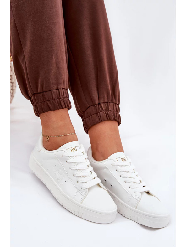 BIG STAR SHOES Ženske nizke superge iz ECO usnja Big Star – bele