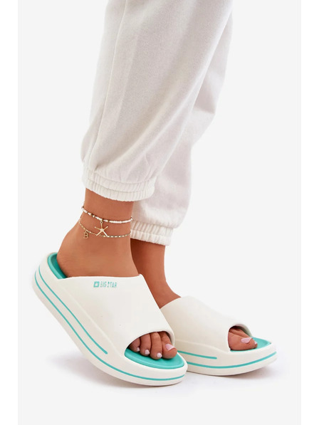 BIG STAR SHOES Ženske papuče na platformi Big Star – bela/menta