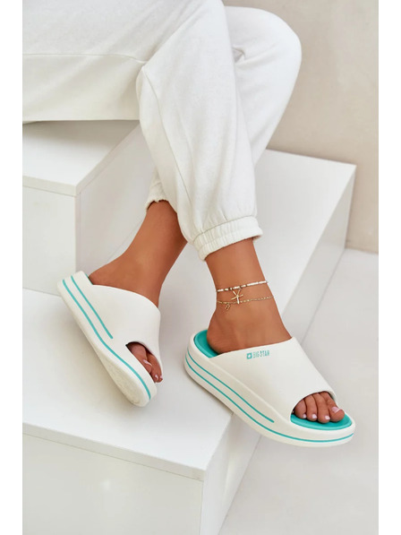 BIG STAR SHOES Ženske papuče na platformi Big Star – bela/menta