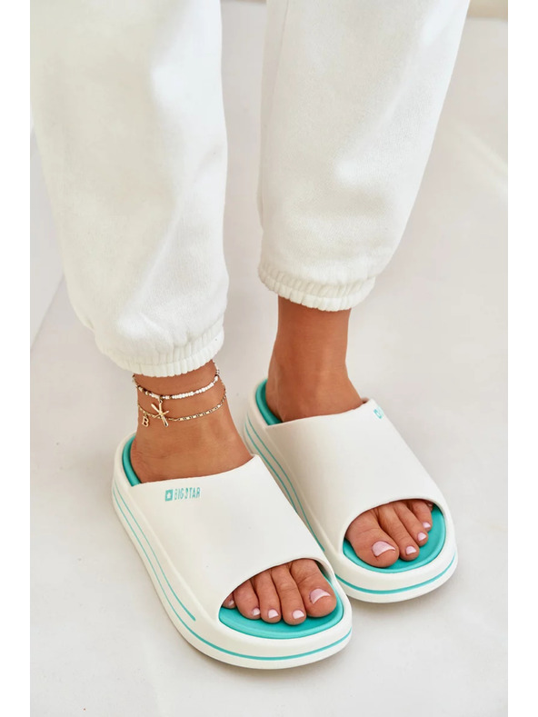 BIG STAR SHOES Ženske papuče na platformi Big Star – bela/menta