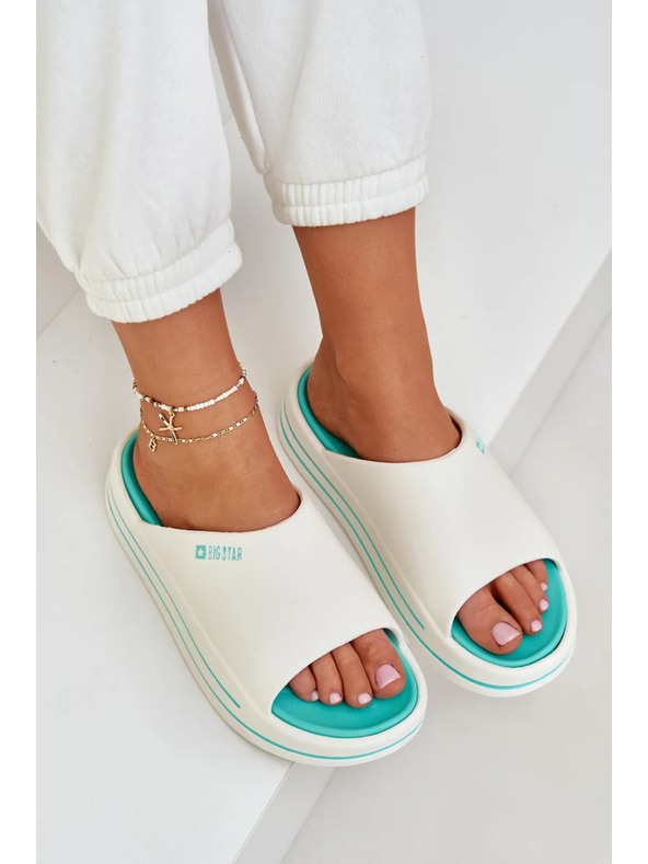 BIG STAR SHOES Ženske papuče na platformi Big Star – bela/menta