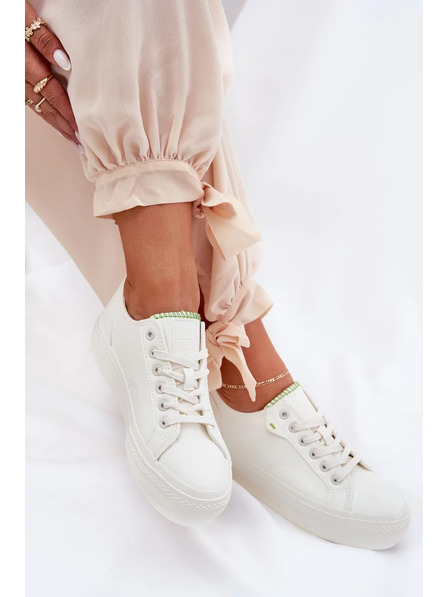 BIG STAR SHOES Ženske superge na platformi iz ECO usnja Big Star – bele