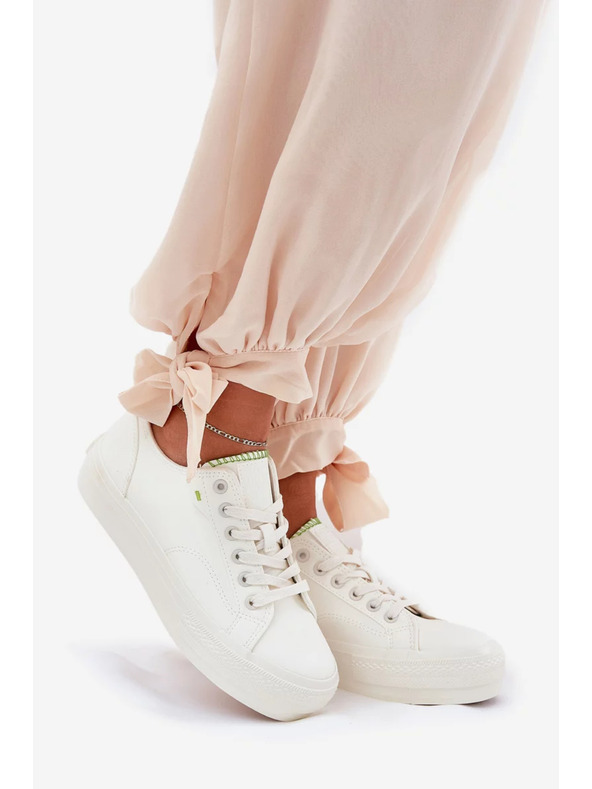 BIG STAR SHOES Ženske superge na platformi iz ECO usnja Big Star – bele