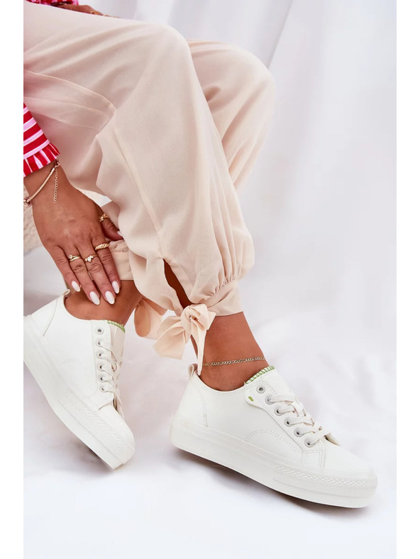 BIG STAR SHOES Ženske superge na platformi iz ECO usnja Big Star – bele