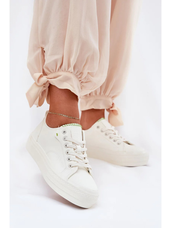 BIG STAR SHOES Ženske superge na platformi iz ECO usnja Big Star – bele